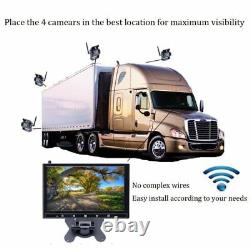 9 Split Rear Side View System Monitor Wireless WIFI 4Pin Backup Camera Truck RV