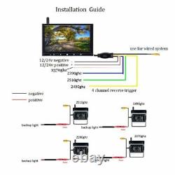 9 Split Rear Side View System Monitor Wireless WIFI 4Pin Backup Camera Truck RV