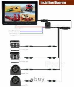 9 Split Screen Monitor +4CH4Pin Front Side Rear View Backup Camera CCD For BUS
