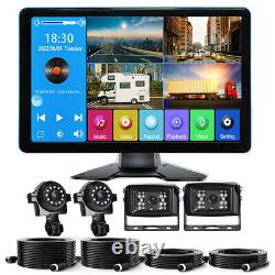 9 Touch Screen Quad DVR Monitor BT USB + Rear View Backup Cameras for Car Truck