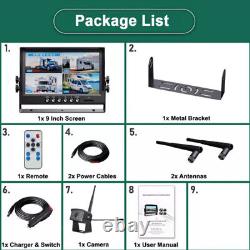 9 Wireless DVR Monitor 1080P Backup Rear View Camera for Truck Trailer Car RV