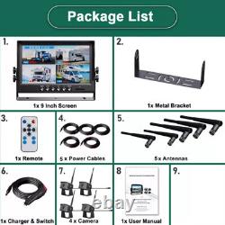 9 Wireless DVR Monitor 1080P Backup Reversing Camera for Truck Trailer Car RV