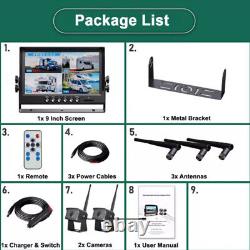 9 Wireless DVR Monitor 2 Backup Rear Front View Camera for Truck Trailer Car RV