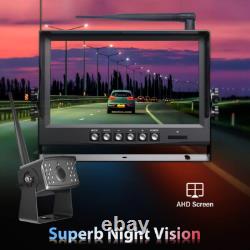9 Wireless DVR Quad Monitor 2x RV Backup Camera Rear Side View for Trailer Bus