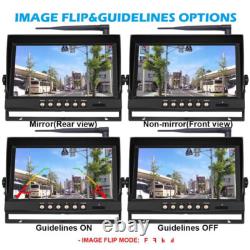 9 Wireless DVR Quad Monitor 2x RV Backup Camera Rear Side View for Trailer Bus