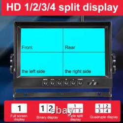 9 Wireless DVR Quad Monitor 2x RV Backup Camera Rear Side View for Trailer Bus