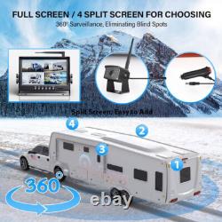 9 Wireless DVR Quad Monitor 2x RV Backup Camera Rear Side View for Trailer Bus