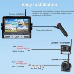 9 Wireless DVR Quad Monitor 2x RV Backup Camera Rear Side View for Trailer Bus