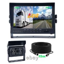 AHD 1080P 18LED IR Backup Rear View Mirror Camera + 9 DVR 2-Split Monitor Truck