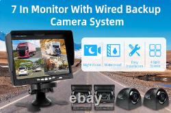 Backup Camera Monitor Kit 7 Split Screen Reversing Rear View Camera for Truck