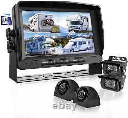 Backup Camera System 7'' DVR Split Screen Monitor Waterproof Rear View Parking