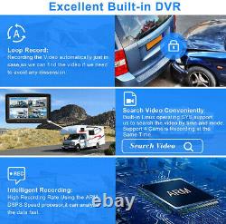 Backup Camera System 7'' DVR Split Screen Monitor Waterproof Rear View Parking
