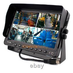 CCD Rear View Backup Camera System 7 Quad Split Screen Monitor Kit For Truck