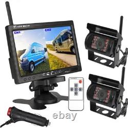 Digital Wireless 7 IPS Monitor 2x IR Rear View Backup Camera for Truck Caravan