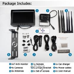 Digital Wireless 7 Split Screen DVR Monitor 4x BSD Rear View Backup Cameras Kit