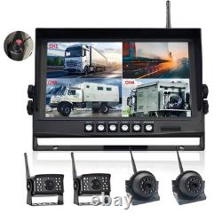 Digital Wireless 9'' 4-split Monitor DVR + 4x 1080P Backup Cameras Trucks RV