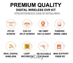 Digital Wireless Backup Camera 7 Monitor Rear View System 12-24V For Trailer RV