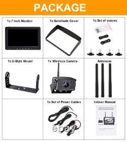 Digital Wireless Backup Camera 7 Monitor Rear View System 12-24V For Trailer RV