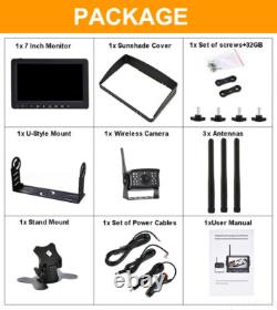 Digital Wireless Rear View Backup Camera 7 Quad DVR Monitor For Truck Caravan