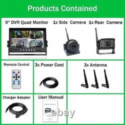 Digital wireless 9-inch monitor DVR + 2xHD side rear view backup cameras