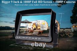 HD 1080P 7 Wired Backup Camera System DVR Split Screen Monitor Rear View Cam RV