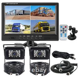 HD 9 Quad Split Monitor Rear View IR Backup Camera For Truck Caravan Reversing