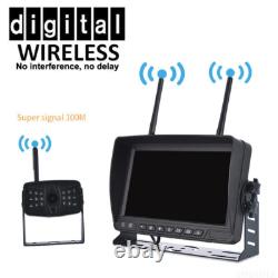 HD Digital Wireless Rear View 7'' DVR Quad Monitor Backup Camera For Truck RV