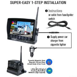 Magnetic Wireless Digital Backup Rear View Battery Camera + 7'' Monitor System
