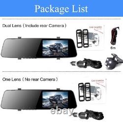 Mirror Dash Cam Rear Camera View Car Recorder Dvr Dual Gps 1080p Front Video Hd