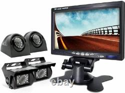 Quad 7'' Monitor Rear View Backup HD Camera Parkin Night Vision For Rv Truck BUS