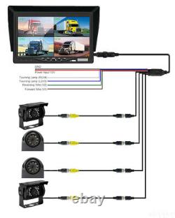 Quad Split 7'' Monitor Rear View Backup Camera Parkin Night Vision For Rv Truck