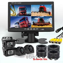 Quad Split 7'' Monitor Rear View Backup Camera Parkin Night Vision For Rv Truck