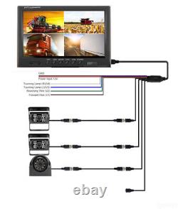 Quad Split 9'' Monitor Rear View Backup Camera Parking Night Vision For Rv Truck