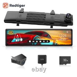REDTIGER Dash Cam Mirror Front and Rear View Camera Dash Cam Backup Camera 4K