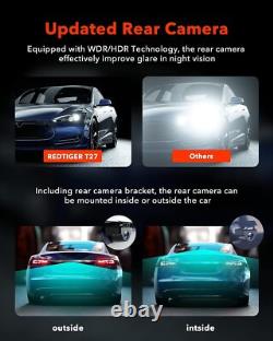 REDTIGER Dash Cam Mirror Front and Rear View Camera Dash Cam Backup Camera 4K