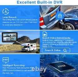 Rear View Backup Camera 9 Quad Split Monitor DVR Recorder For Car Truck Trailer