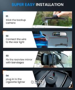 Rear View Mirror Backup Camera 4.3 HD Wireless IP69 Night Vision Car Truck