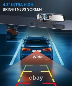 Rear View Mirror Backup Camera 4.3 HD Wireless IP69 Night Vision Car Truck
