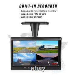 Wired Backup camera 10.1 Quad Split Monitor Rear View HD Night Vision For Truck