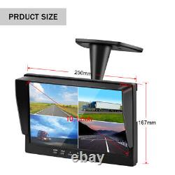Wired Backup camera 10.1 Quad Split Monitor Rear View HD Night Vision For Truck