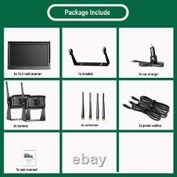 Wireless 10.1 DVR Monitor 1080P Backup Camera Truck Side Rear View Reversing