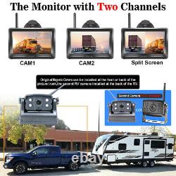 Wireless 5 Monitor Magnetic Car Rear View System Backup Reverse Camera Kit