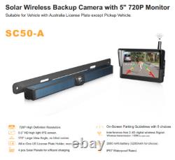 Wireless 5 Monitor Solar License Plate Backup Camera For Car Reverse Rear View