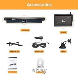 Wireless 5 Monitor Solar License Plate Backup Camera For Car Reverse Rear View