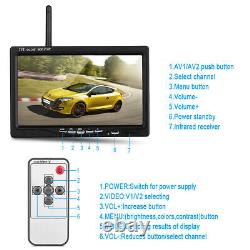 Wireless 7 Monitor + 2x IR Rear View Backup Camera Kit for Caravan RVs Truck