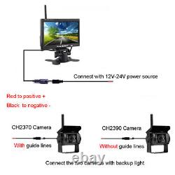 Wireless 7 Monitor + 2x IR Rear View Backup Camera Kit for Caravan RVs Truck