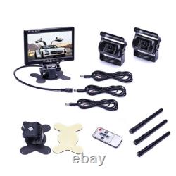 Wireless 7 Monitor + 2x IR Rear View Backup Camera Kit for Caravan RVs Truck