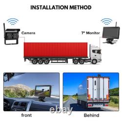 Wireless 7 Monitor 2x IR Rear View Backup Camera Kit for Truck Trailer RVs Bus