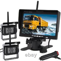 Wireless 7 Monitor Dual Rear View Backup Camera Kit for Truck Caravan Bus RVs