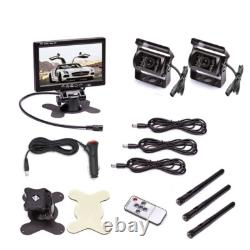 Wireless 7 Monitor Dual Rear View Backup Camera Kit for Truck Caravan Bus RVs
